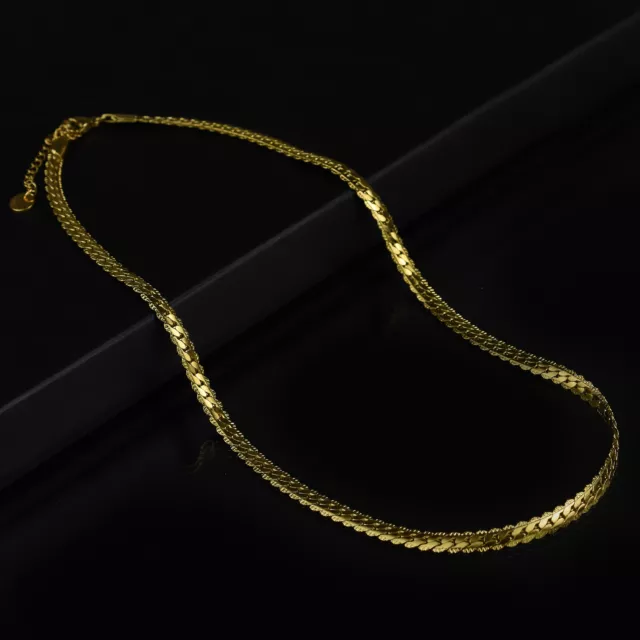 Collana girocollo donna uomo gioiello maglia oro acciaio serpente spina di pesce