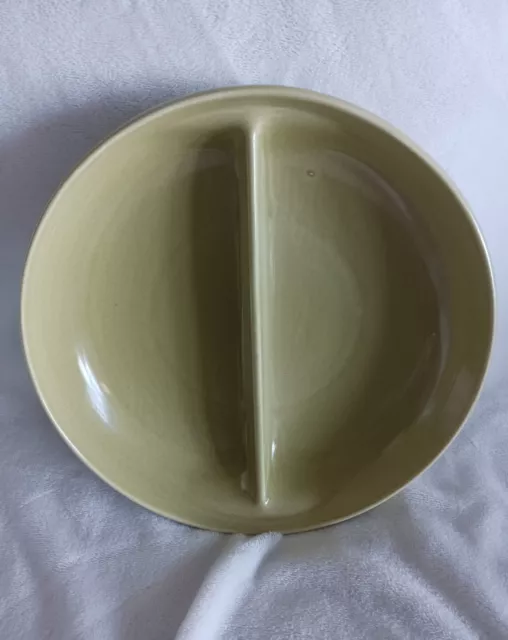 Russel Wright Iroquois Casual China 10” Divided Bowl Olive MCM Dinnerware