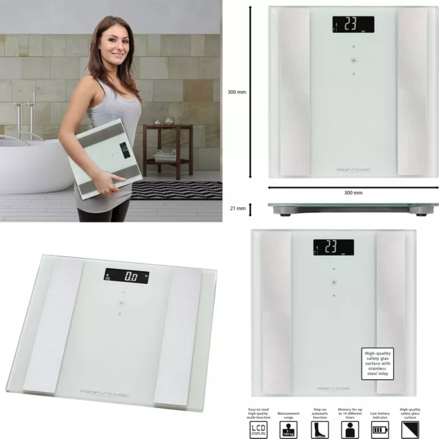 Bascula baño digital LCD análisis corporal 8 funciones diagnóstico, hasta 180 kg