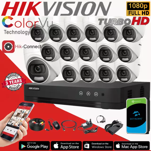 Hikvision ColorVu CCTV 1080P Security Outdoor Camera System 4CH 8CH 16CH HD DVR