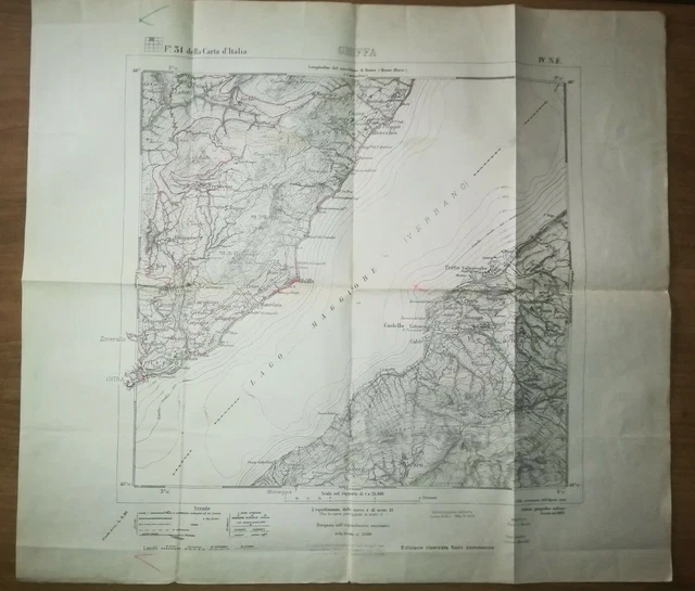 GHIFFA - CARTINA MAPPA ISTITUTO GEOGRAFICO MILITARE 1905 - 57 x 52 EUR ...