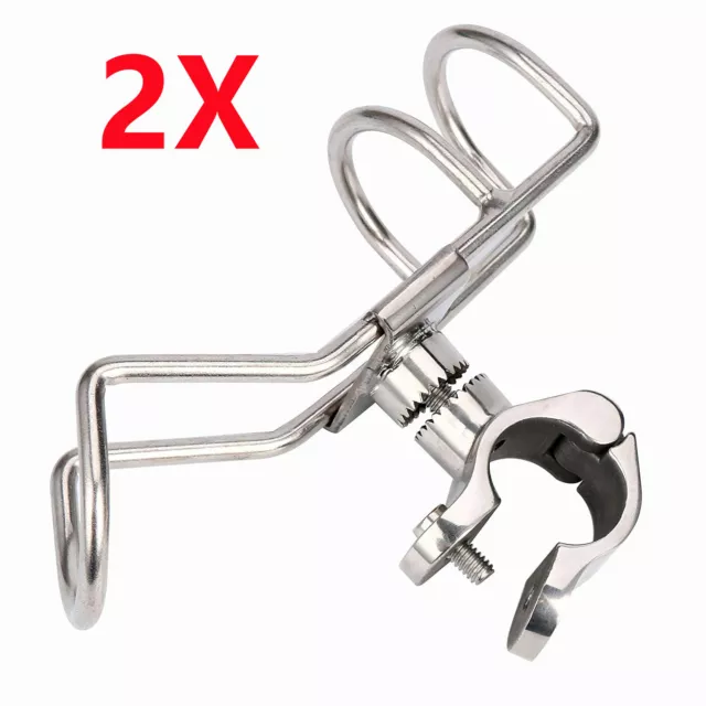 STAINLESS STEEL RAIL Mounted Clamp on Rod Holder Double Wire for Fishing  Boat Ka $23.25 - PicClick