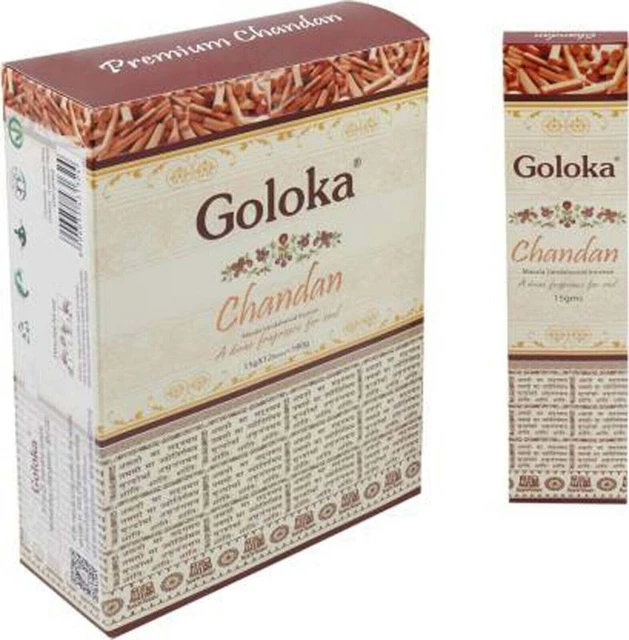 Goloka Chandan Fregrance Agarbatti Incense Sticks 12 Packs of 15g X 180g