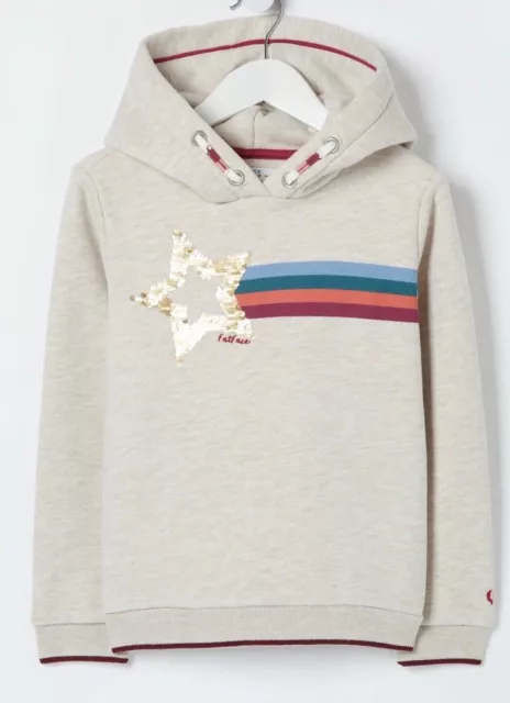 FatFace Girls Oat 2 Way Sequin Star Popover Hoodie In Various Sizes *BNWT*