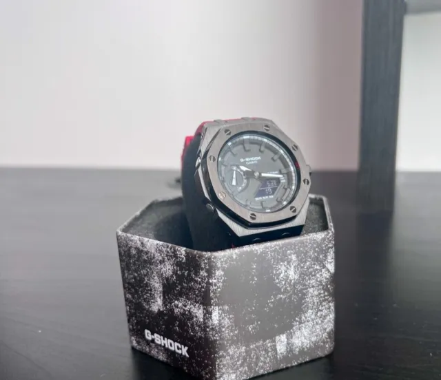 Custom Casio G-Shock GA2100 Mod Watch Casioak Royal Oak Ship from USA (Red Band)