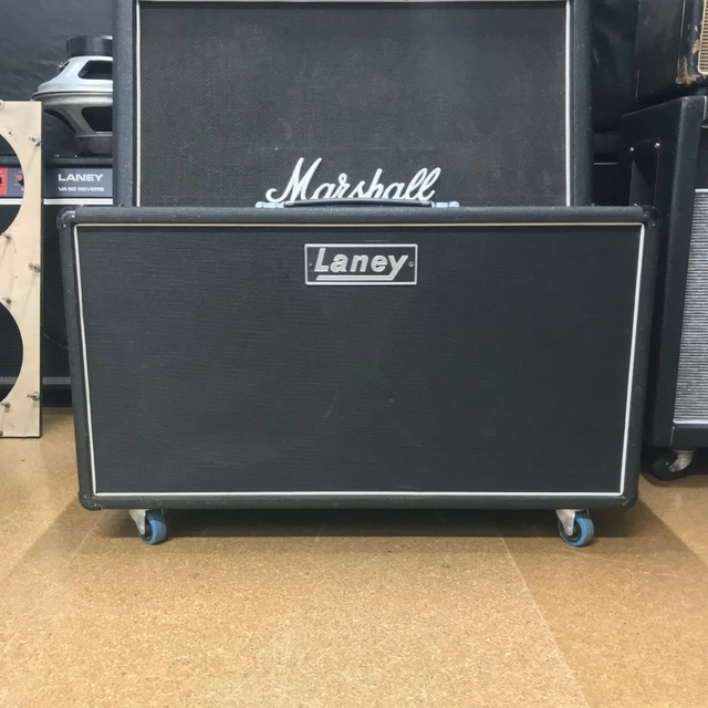 vintage 1970's 2x12 guitar cabinet goodmans audiom-12p speakers - Laney logo