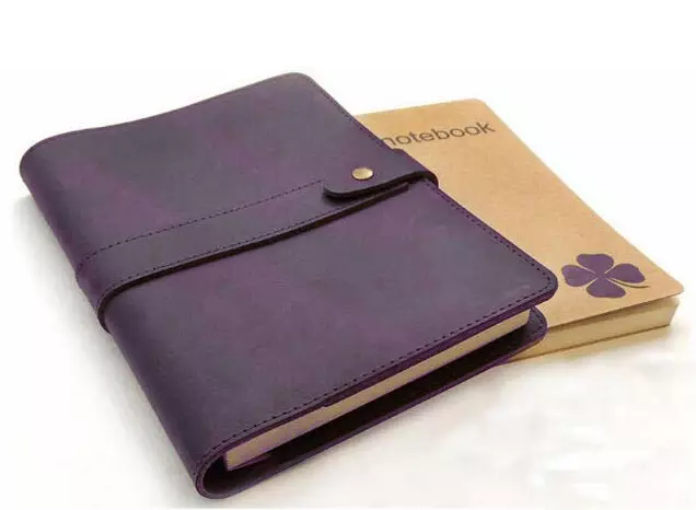 notebook book cover jacket slipcase pen Holder cow Leather card bag purple W105