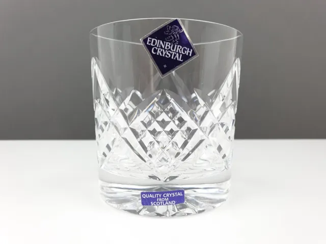 Edinburgh Crystal Old Fashioned Whiskey Tumbler Glass 8.5 cm / 3.3" Signed