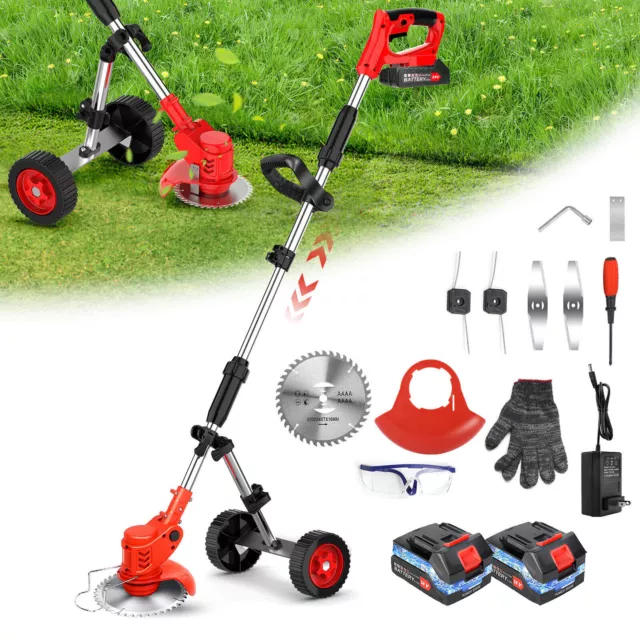 24V Akku Rasentrimmer Grasschneider Freischneider Trimmer Motorsense mit 2 Akuu