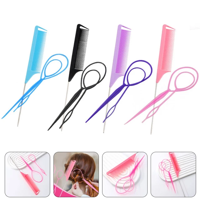 4 juegos de herramientas para trenzar el cabello cola de cola de rata herramienta para hacer cola de caballo accesorios