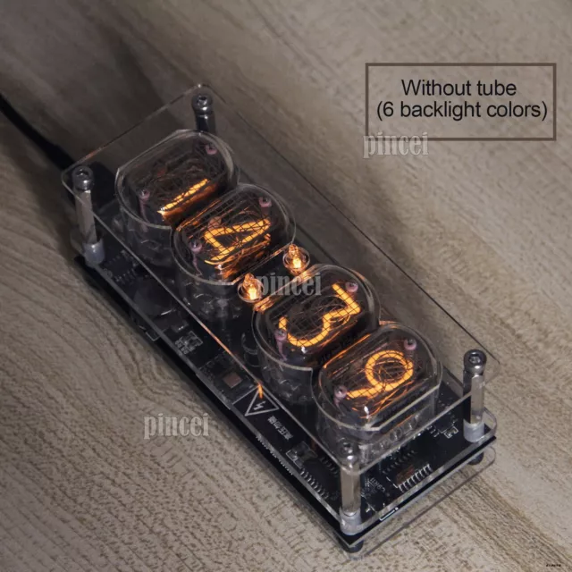 IN-12 Glow Tube Clock Fluorescent Nixie Clock Colors Light Display Time Date