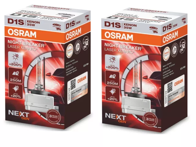 2x D1s Kit Osram Nuit Breaker Brun Laser +200% Ampoules de Lampes Phares Xenon