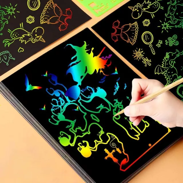 Scratch Paper Art Set for Kids, Rainbow Scratch Art Paper Notes