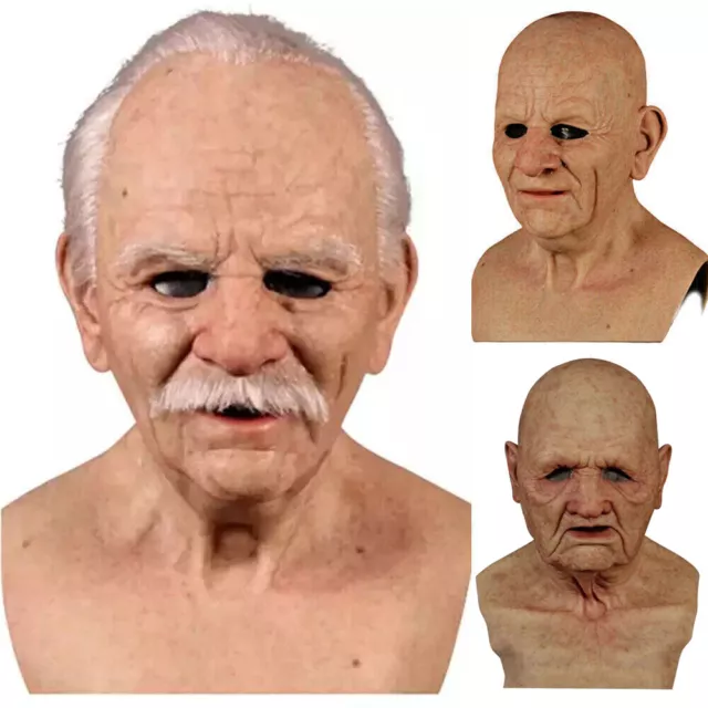 Latex Old Man Mask Decor Disguise Realistic Mask Cosplay Costume Halloween Party