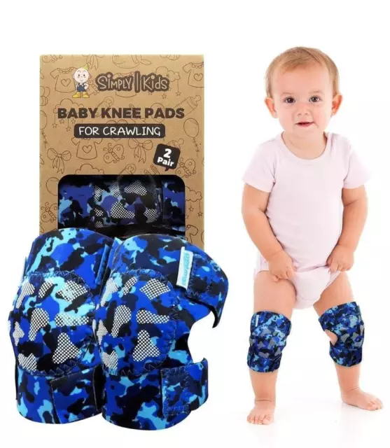 Simply Kids Baby Knee Pads for Crawling in Ocean Camouflage 2 Pairs