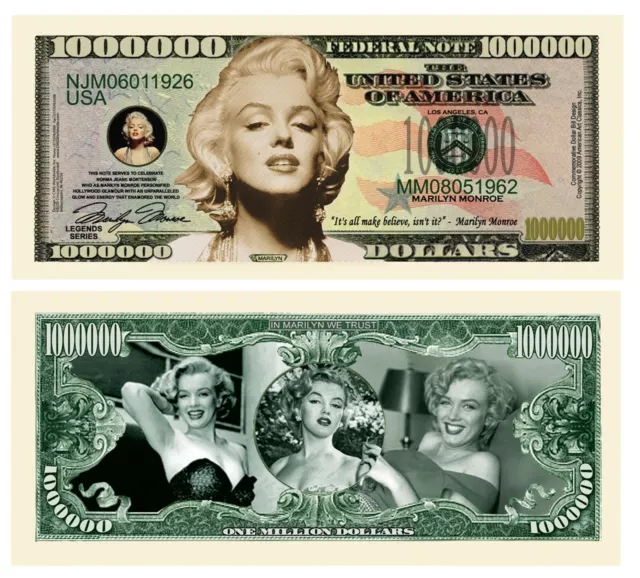 Pack of 50 - Marilyn Monroe Collectible One Million Dollar Novelty Bills