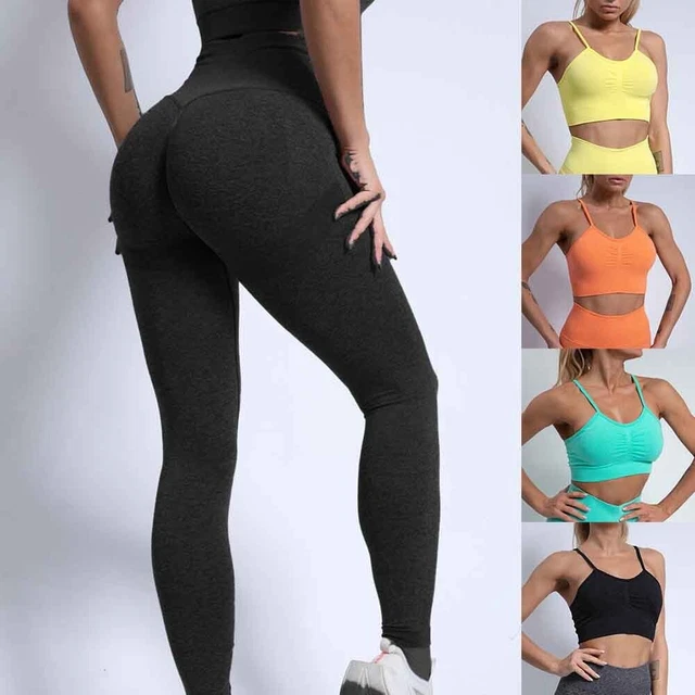 Donna Yoga Set Sport Due 2 Pezzi Top Reggiseno Leggings Workout Palestra Tuta