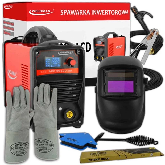 KIT Weldman® ARC 220 LCD SYNERGY Poste à souder soudage 210A MMA 230V ARC