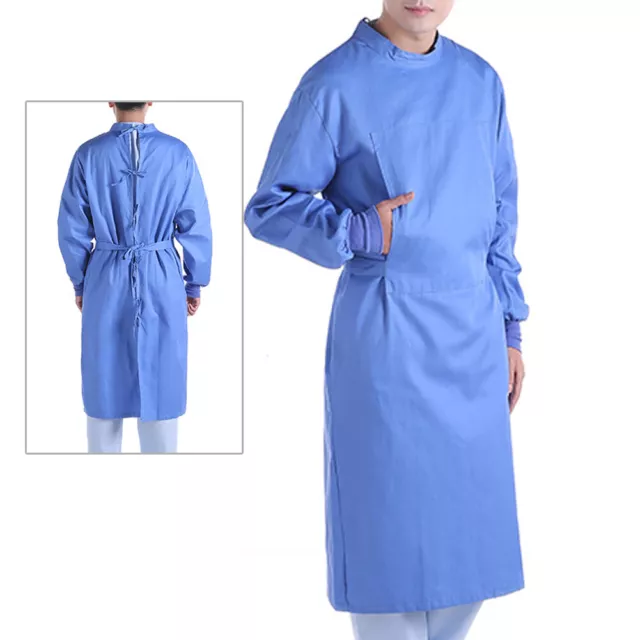 Unisex Medical Washable Isolation Gown Surgical Gown Lab Gown with Elastic Cuff