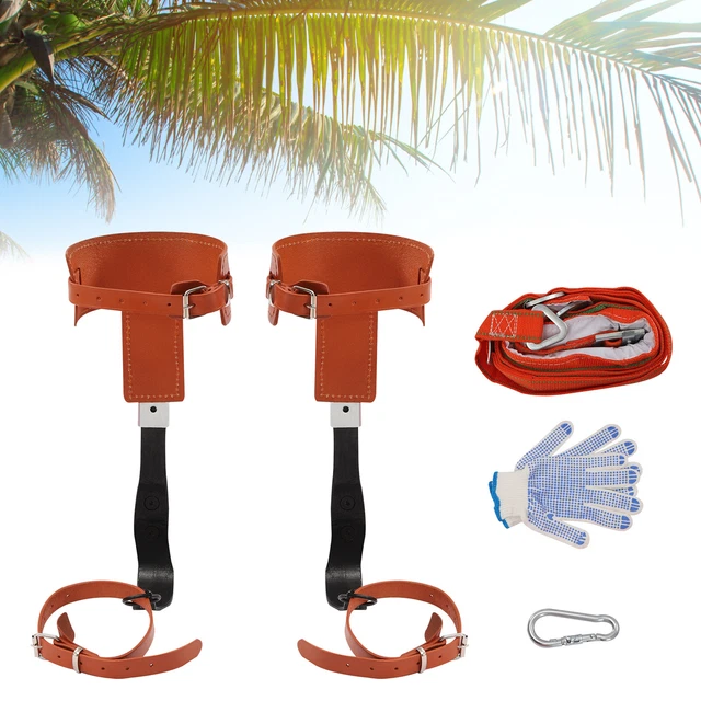 Tree Climbing Spikes W/ Gloves Safety Belt Ankle Straps Foot Straps Set 440LBS