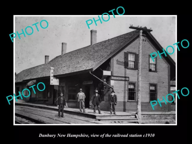 OLD LARGE HISTORIC PHOTO OF DANBURY NEW HAMPSHIRE THE RAILROAD STATION c1910