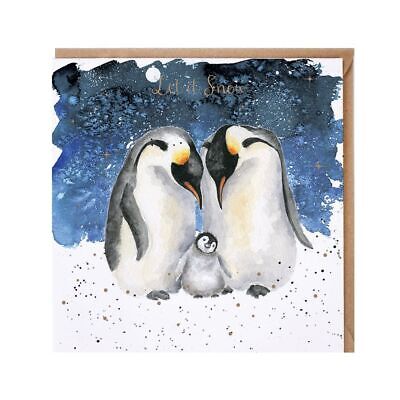 NEW Wrendale Designs 'A Family Christmas' Penguin Xmas Greetings Card 15cm UK