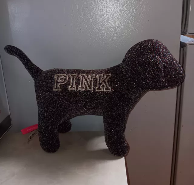 Victorias Secret PINK Iridescent Plush Dog Glitter Bling Large 13.5"