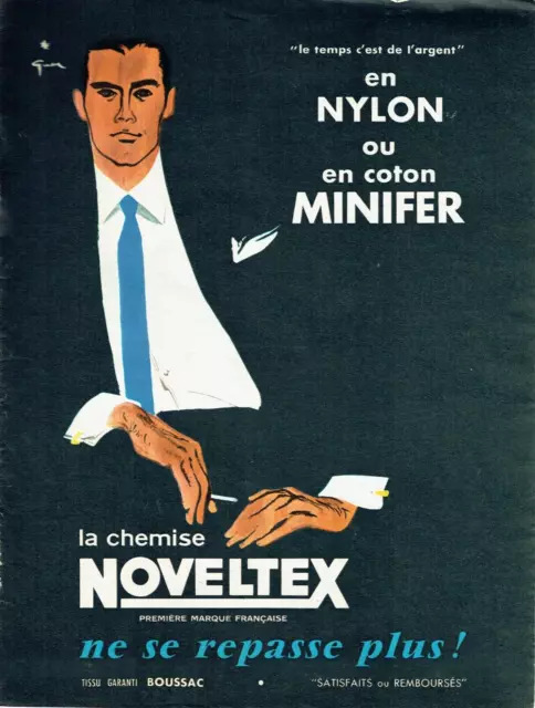 publicité Advertising  1022  1959   chemise Noveltex Minifer Nylon René Gruau
