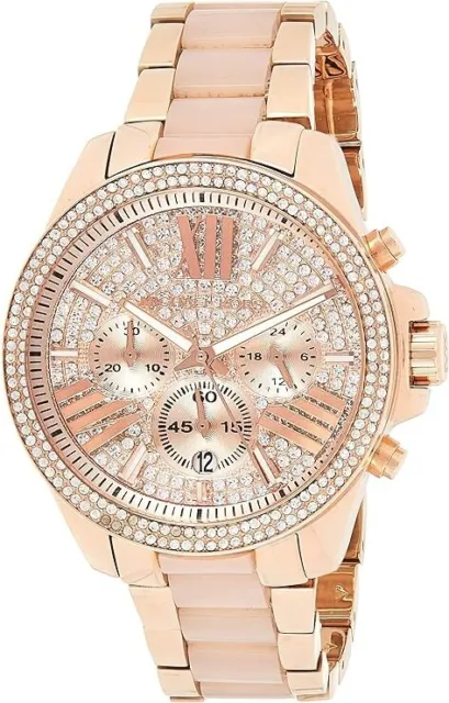 Michael Kors MK6096 Wren Chronograph Rose Gold Crystal Pave Quartz Women's Watch