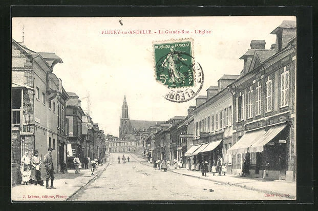 CPA Fleury-sur-Andelle, La Grande-Rue, L´Eglise 1912