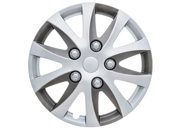 Enbossa 15" Tappi Ruota Auto Tappi Mozzo Coperture Plastica Set di 4 Argento Universale