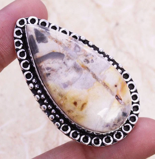 Dazzling Picasso Jasper 925 Silver Plated Handmade Ring of US Size 7 Ethnic Gift