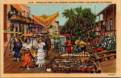 Typical Of Early Los Angeles Olvera Street California Postcard J89