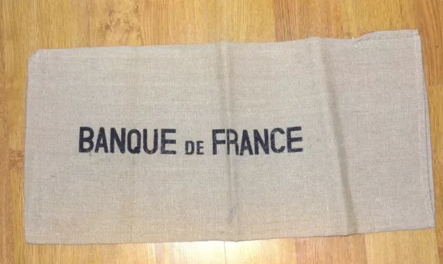 Ancien jouet sac à billets Banque de France en toile de jute années 20-30