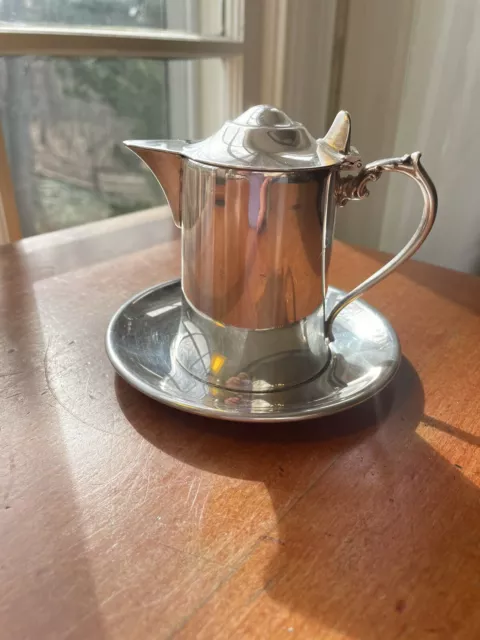 Vintage Wallace Silver Plate Holloware Hinged Lid Syrup  or cream Pitcher