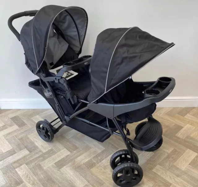 Graco Stadium Duo Tandem Double Stroller Pushchair - Black RRP£200