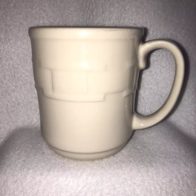 Longaberger Pottery Heirloom Ivory Woven Traditions USA 12 oz Coffee Mug Cup 4"