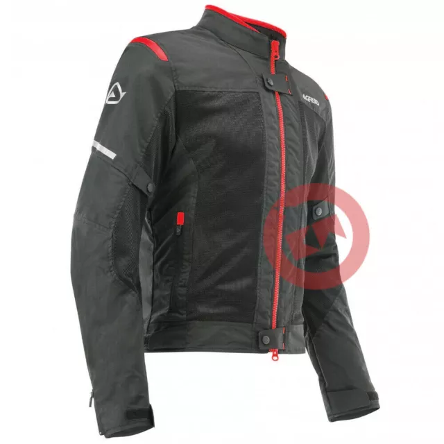 Giacca Moto Acerbis Ce Ramsey Vented Nero/Rosso Con Protezioni Omologate