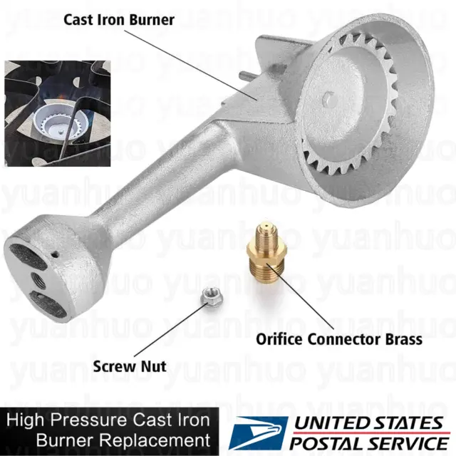 BBQ High Pressure Propane Cast-Iron Round Burner Head with Orifice Brass Fitting