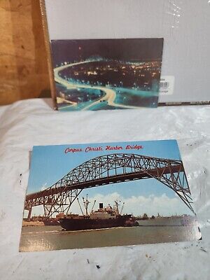 2 Corpus Christi Harbor Bridge Texas TX Postcard 1965 70 5 cent Washington Stamp