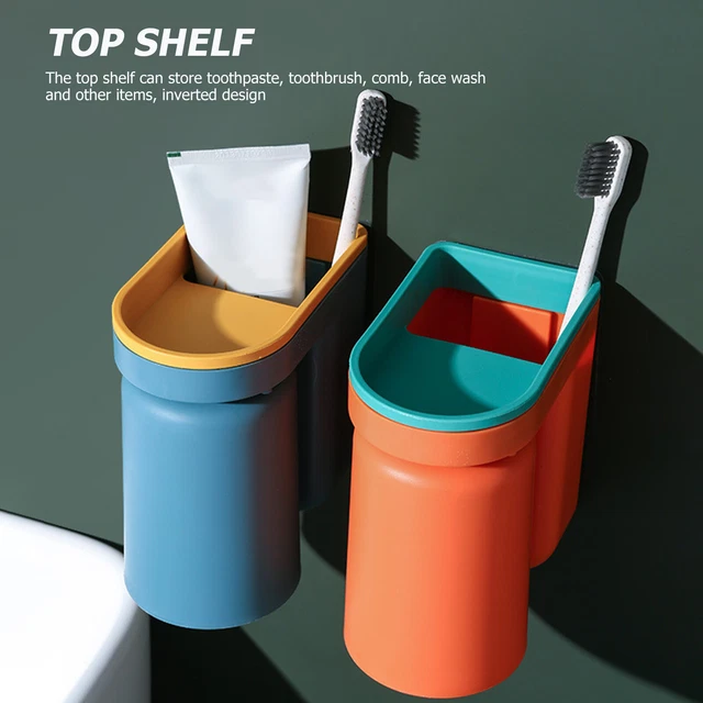 Soporte de cepillo de dientes soporte de vaso de yeso autoadhesivo (4 piezas azul + naranja + verde + ge