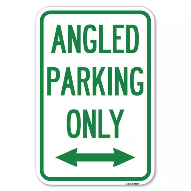 Angle Parking Only (With Bidirectional Arrow) Aluminum Sign