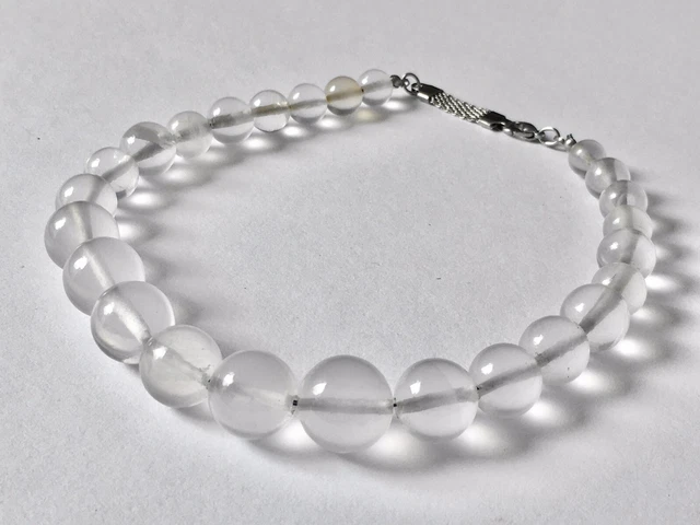 Collier Ancien En Perles De Quartz Beige - Longueur 65 Cm, Pierres Naturelles - Occasion Bel état
