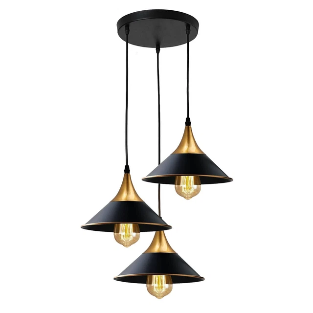 Vintage Ceiling Light Pendant Chandelier Industrial Loft 3 Way Lamp Shade Decor