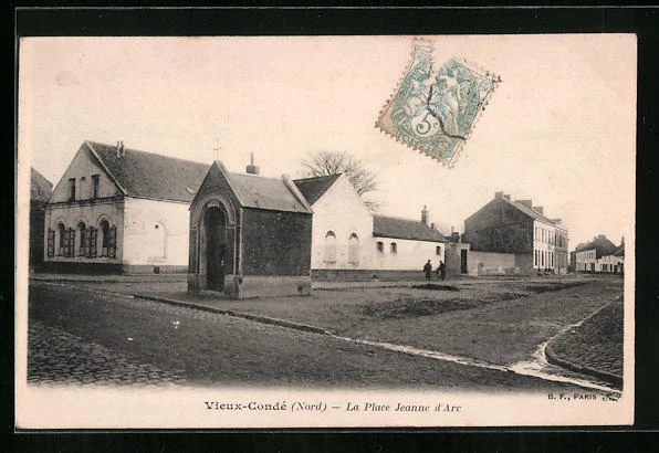 Carte Postale Ancienne Vieux Condé - Place Jeanne D'Arc - Nord (59) - Années 1900