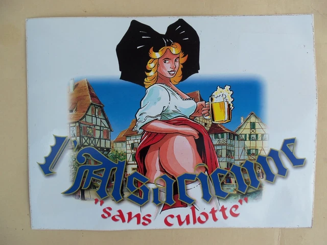 Autocollant publicitaire biere L'Alsacienne sans culotte