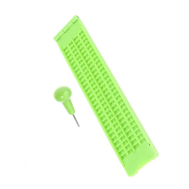 Ardoise D'écriture Braille 4 Lignes 28 Cellules - Stylet Inclus - Portable Et Pratique - Pour Apprentissage Des Aveugles