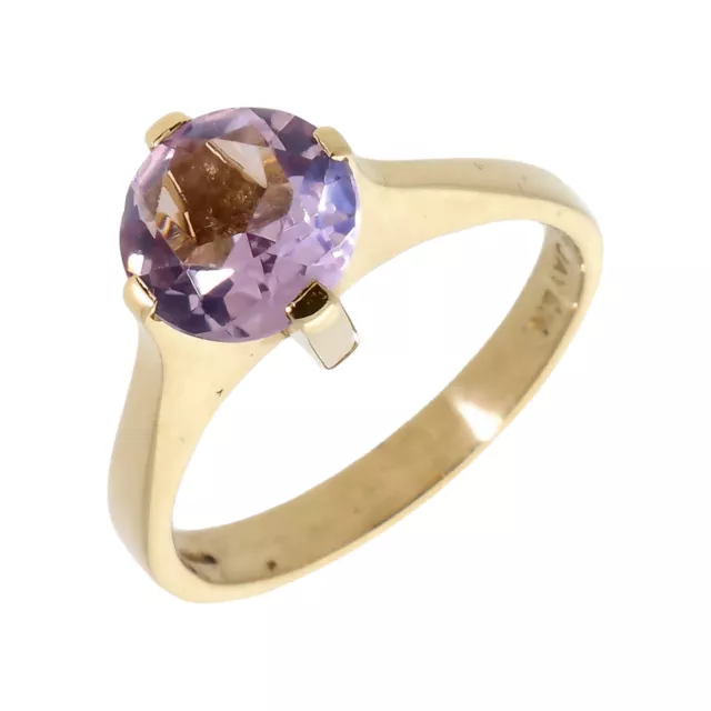 Pre-Owned 9ct Yellow Gold Amethyst Solitaire Dress Ring Size: R½ 9ct gold For...
