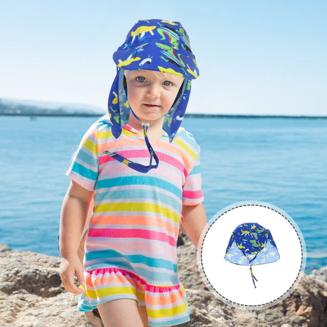 Chapeau De Soleil Bébé UV50+ Avec Mentonnière - Pliable, Séchage Rapide - Protection Cou Et Visage - Plage, Piscine