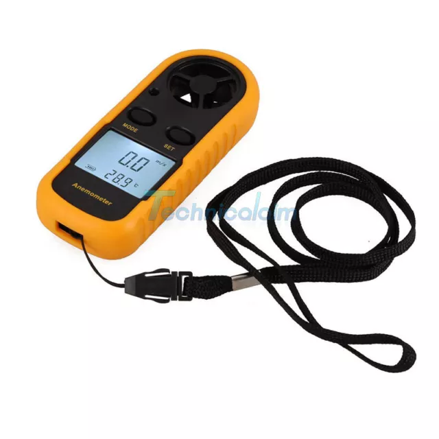 Mini LCD Wind Speed Gauge Air Velocity Digital Meter Anemometer NTC Thermometer